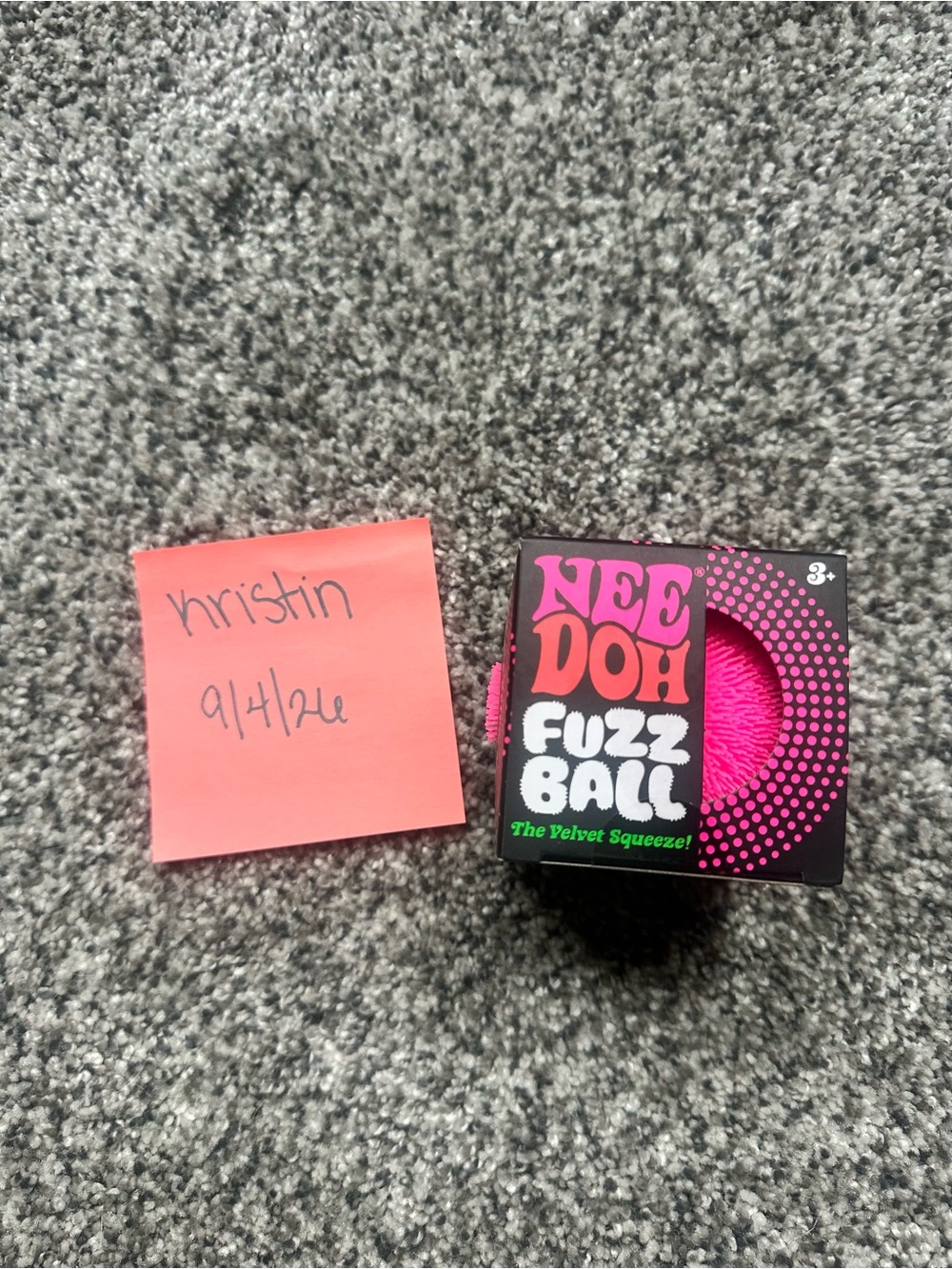 Needoh Fuzz Ball Velvet Squeeze Stress Ball - Pink